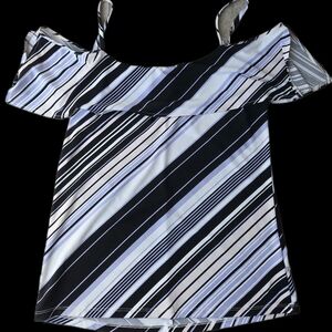 Navy & White Striped Tank Top | Diagonal Stripe, Flowy Fit, Layering Piece